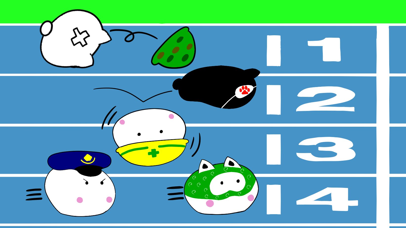 ちゃーすりん Lineスタンプ製作中 のんびり 100m走 イラスト 猫好き アトリエの系譜3 イラスト好きさんと繋がりたい 陸上競技 100m走 T Co Mle962mcll Twitter