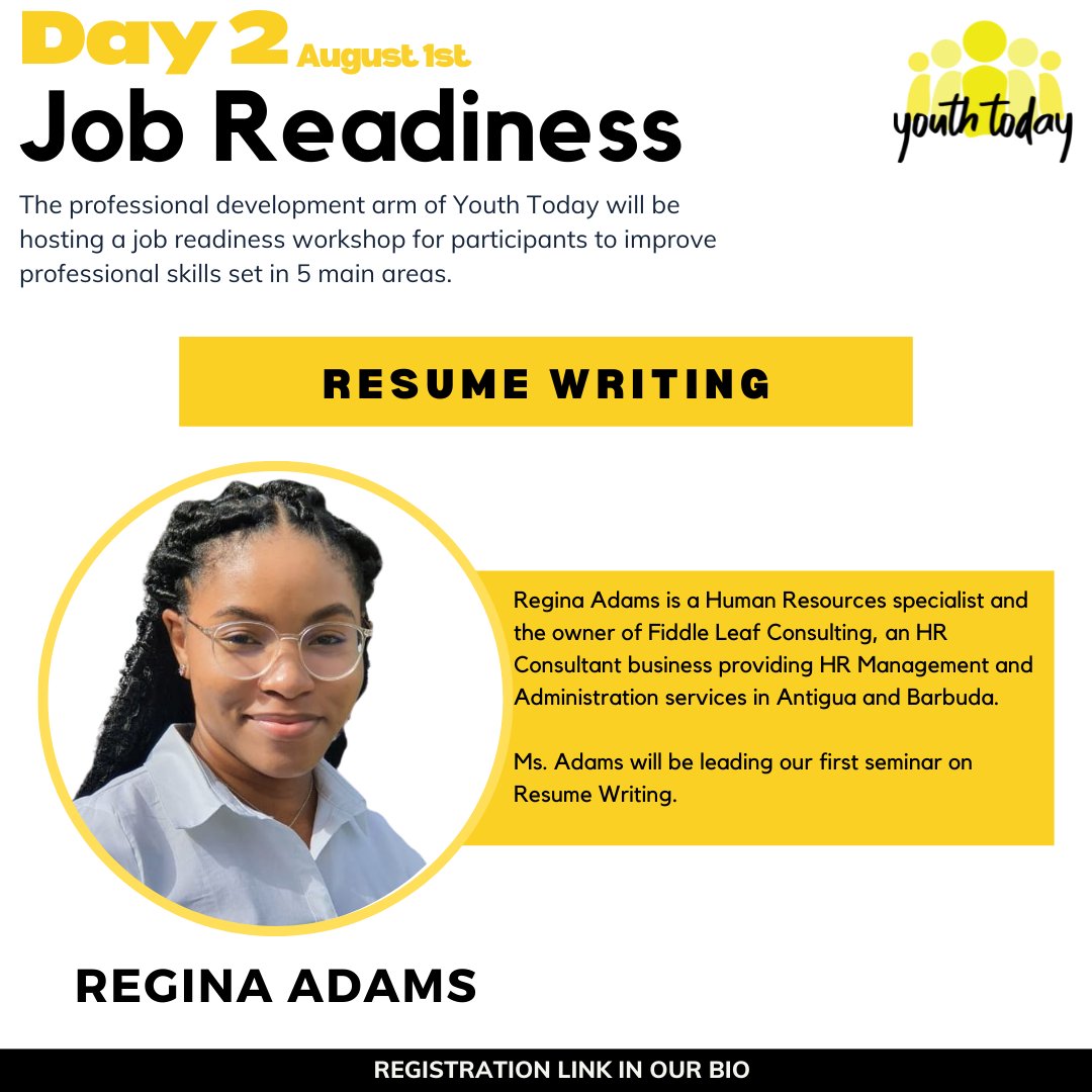 fiddleleaf268's tweet photo. I'll be once again supporting @YouthToday268 by leading a seminar on Resume Writing, as a part of their 4th Annual Youth Summer Programme! https://t.co/XYyRGOiXNV