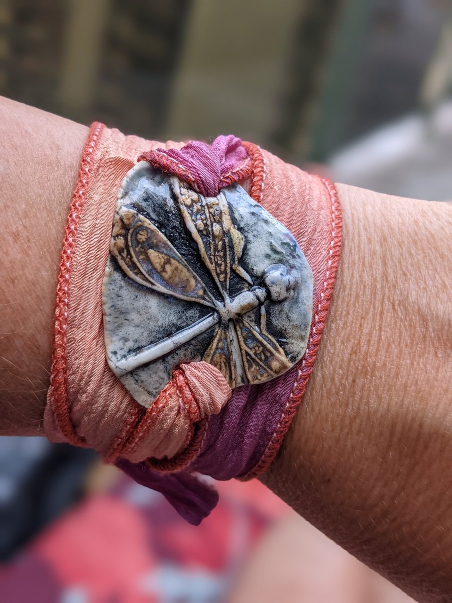 Picked up a beautiful dragonfly wrist wrap from Claywhisperers at the market at Lansdowne on Sunday. #clayjewelry #shoplocal #supportlocal #localartisans #uniquejewelry
