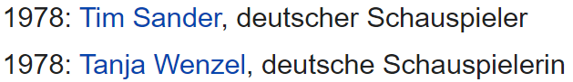 Happy birthday to Tanja Wenzel and Tim Sander! 