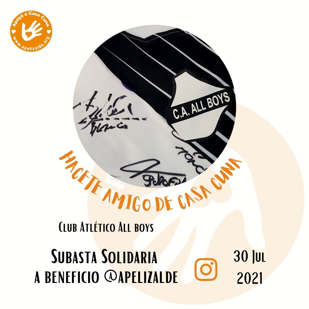 apelizalde's tweet photo. El 📅30Jul #HaceteAmigo de #CasaCuna
No te pierdas la subasta Solidaria!!! Participa por IG @apelizalde y llevate la camiseta de tu Equipo Favorito
@caallboys ya se sumo!!! Y vos?
#yocolaboroconapelizalde #ongargentina #sumate #solidaridadargentina #donacionesargentina https://t.co/RvEfduLx2C