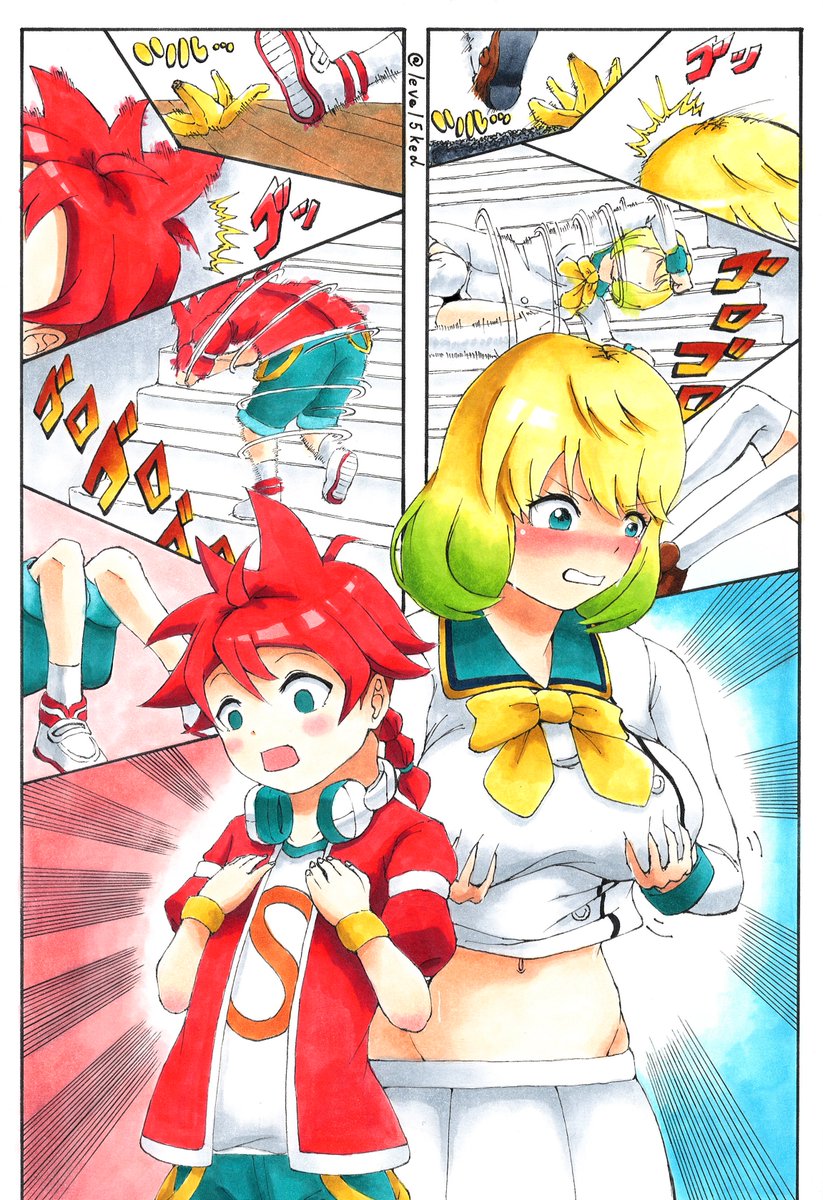 level5ked's tweet image. pixivからのリクエスト、ありがとうございました😊
m(_ _)m💦

”入れ替わってる～！？”
pixiv.net/artworks/91529…

#双星の陰陽師#音海繭良#バトルスピリッツ#茂上駿太