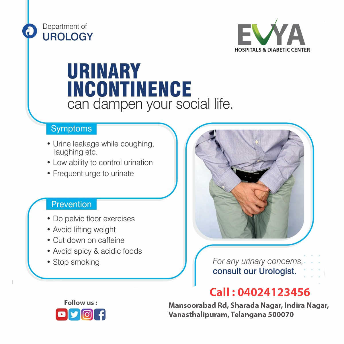 evyahospitals's tweet photo. Urology is a part of health care that deals with diseases of the male and female urinary tract (kidneys, ureters, bladder and urethra). call us At 040 2412 3457 Or Please Visit https://t.co/riEKA7wqmG book an appointment https://t.co/spPGll4vAZ
#urology #kidneystone #kidneydoctor https://t.co/y76Ru6Qd7X