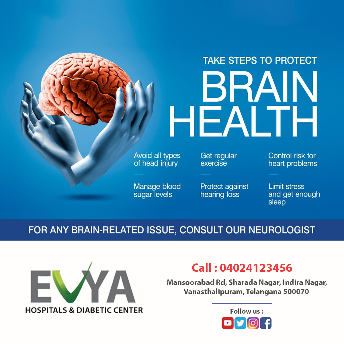 evyahospitals's tweet photo. Are you searching for the best #nuerologist in Hyderabad. Then you can choose EVYA HOSPITALS. Evya hospitals are the super multispecialty hospital with best infrastructure and highly advanced trained doctors for #nuero problems At 040 2412 3457 https://t.co/DEp6l2U53C