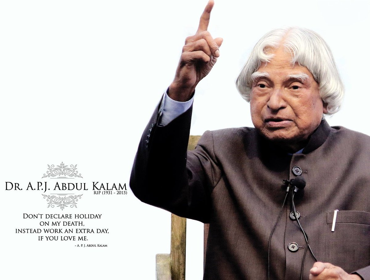 Supinde25868361's tweet photo. 15 Oct 1931 - 27 July 2015
On this day in 2015 we lost a priceless diamond. Our India's pride our missile man "Dr. A.P.J. Abdul Kalam" Sir , he was a  great Scientist, great person, who were born in India, study in India, live in India and work for India....
A Grande salute 🙏 https://t.co/fDW2sq2W59