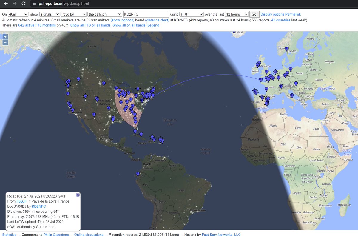 KD2NFC's tweet image. Doing some late night #FT8 #hamradio #KD2NFC
