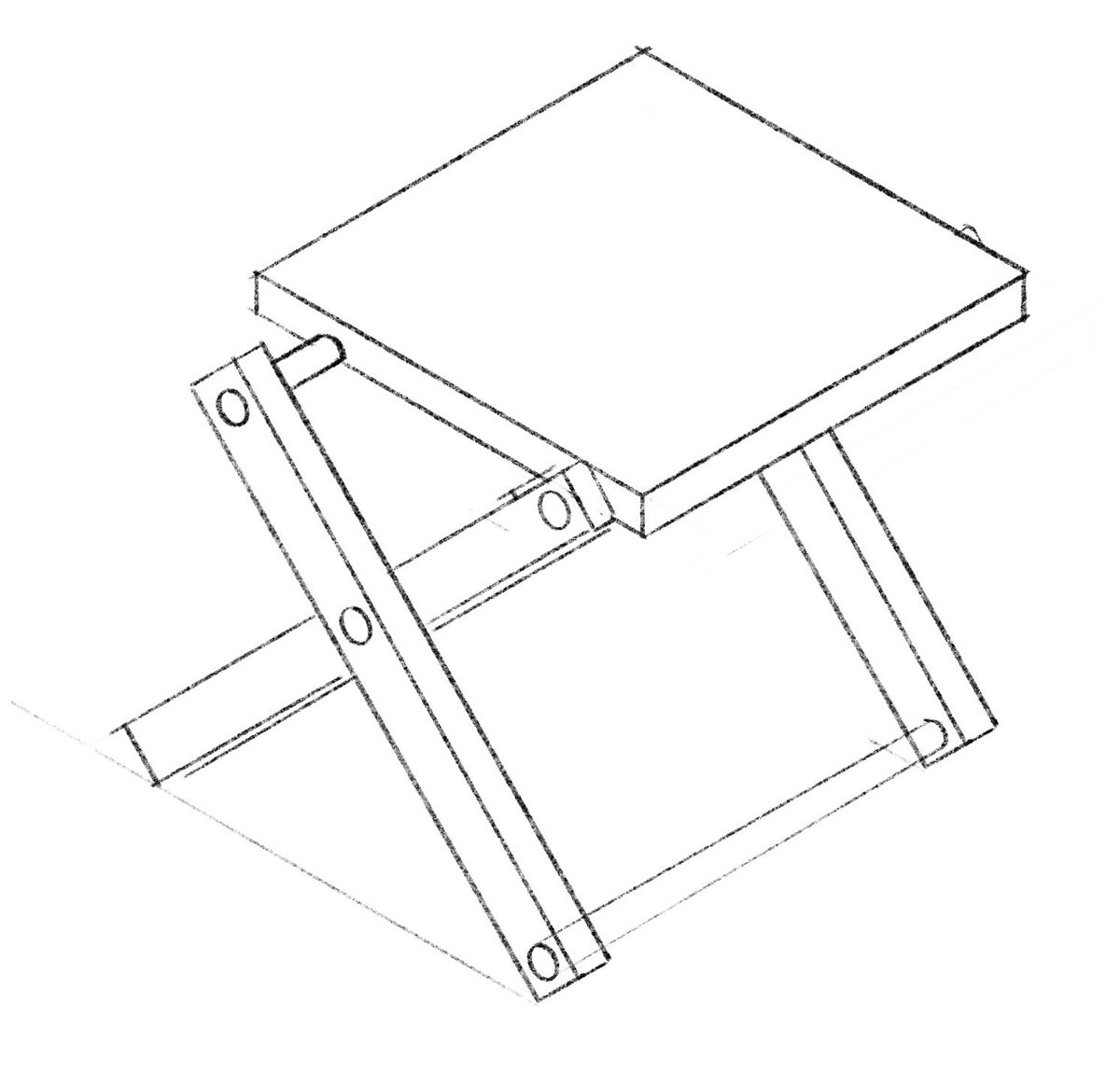 Trying to design a flat-packing sketch stool the same size as my 11" x 15" sketchbook so it will fit in my backpack.