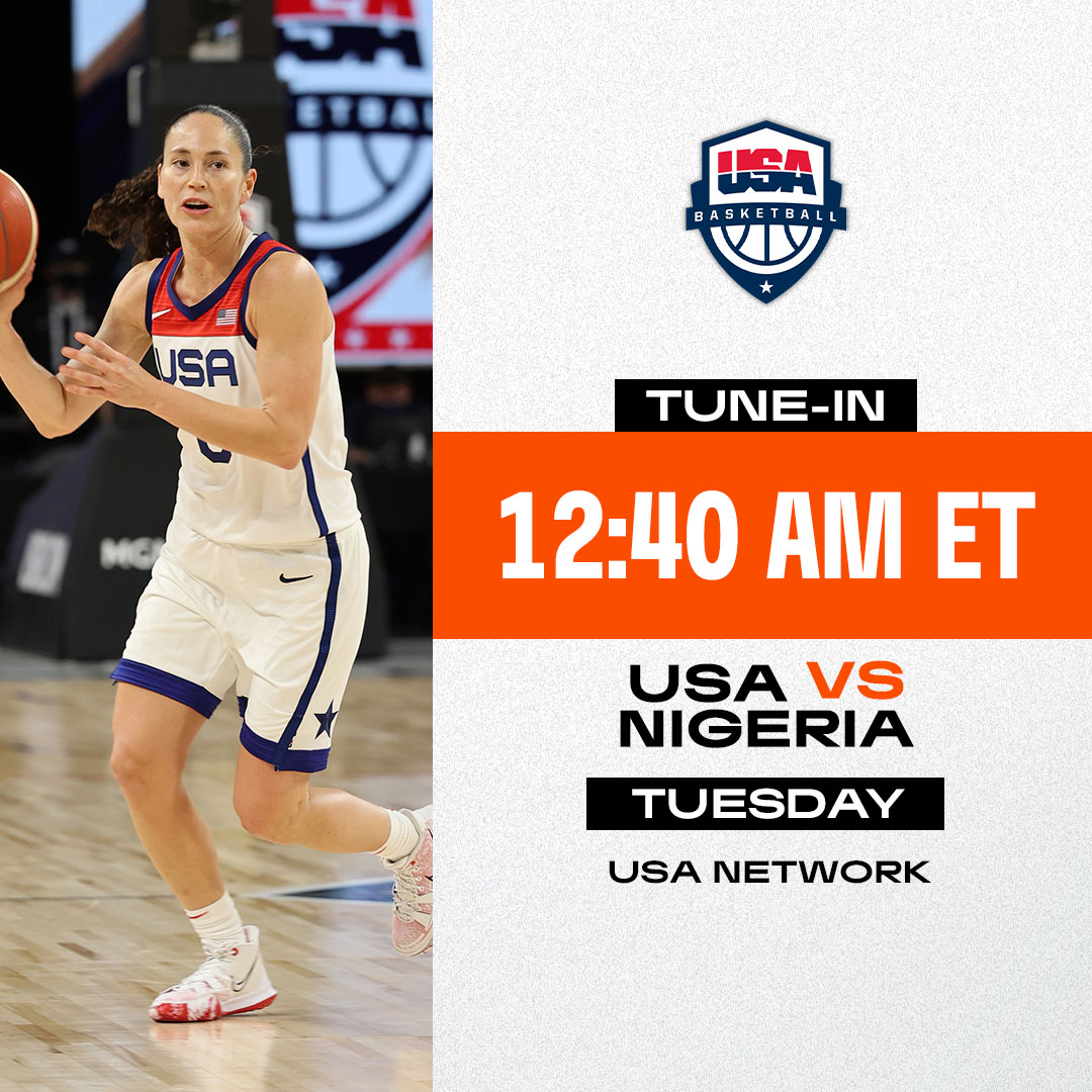 Wnba The Usa Women S National Team Is In Action For Their First Game In Tokyo At 12 40am Et Against Nigeria Tune In On Usa Network T Co K5cdxftiw1 Wnba The Usa Women S National Team Is In Action For Their First Game In Tokyo At 12 40am Et Against Nigeria Tune In On Usa Network T Co K5cdxftiw1