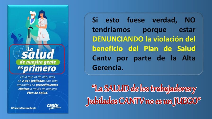 javierflores003's tweet photo. #27Jul #469Dias #PdteAldanaCantv, las conquistas Laborales son Derechos ganados. Los Jubilados le hacemos el llamado para que pare sus abusos contra Plan #SaludCantv. Justicia Laboral es, #Derogar2792 y aumentar #PensionCantv al costo Canasta Básica Art. 91 de CRBV
.@churuguara https://t.co/pT9oTrG1MM