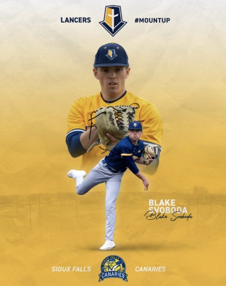 Mount Marty University Baseball (@mmulancersbsb) on Twitter photo Congrats to <a href="/SvobodaBlake/">Blake Svoboda</a> on signing with the Sioux Falls Canaries of the American Association of Professional Baseball! Blake had a great career for the Lancers! Happy to see him get this opportunity! #MountUp Congrats to <a href="/SvobodaBlake/">Blake Svoboda</a> on signing with the Sioux Falls Canaries of the American Association of Professional Baseball! Blake had a great career for the Lancers! Happy to see him get this opportunity! #MountUp