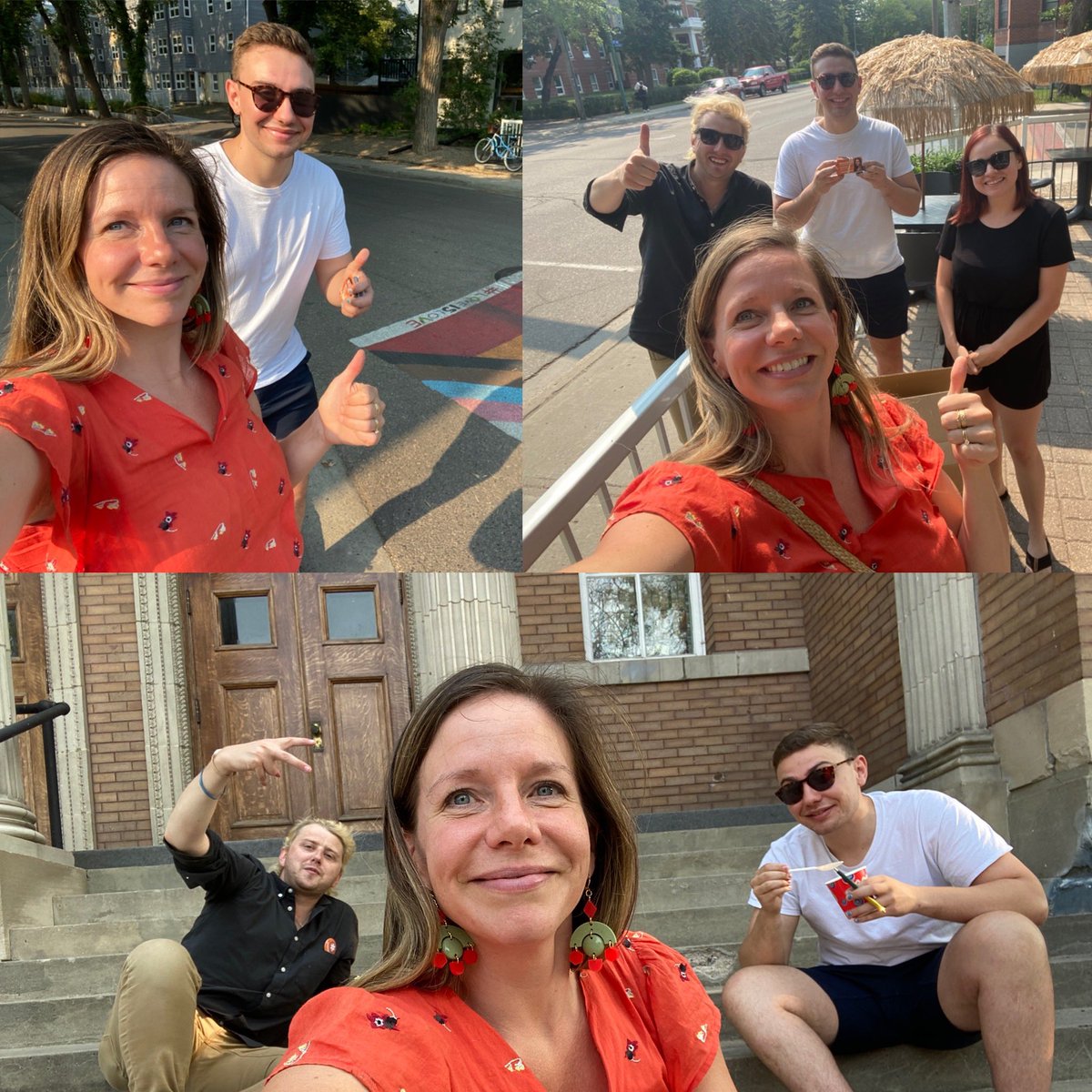Had fun connecting on doorsteps this aft/evening with this lovely crew. 

Heard a lot of appreciation for the opposition during what has been a tough time and even some buyers’ remorse from <a href="/SaskParty/">Saskatchewan Party</a> voters. 

All sweaty door-knocking paths lead to <a href="/DessartSweets/">dessart sweets</a>.🍦—> 💚💙♥️💛💜