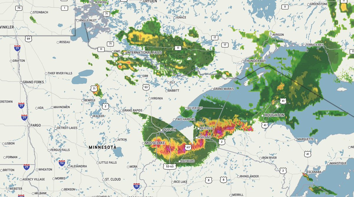 Storms on Monday kicked off with a preliminary report of a tornado in Beltrami County, Minnesota, and continue to move to the southeast into Wisconsin on Monday night: https://t.co/e3TKh55MqV https://t.co/t2SsqA9yGz