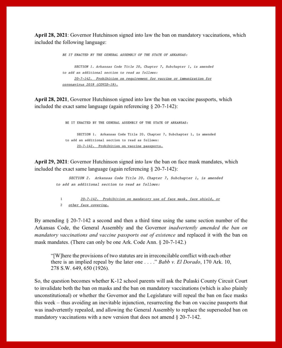 TomMarsLaw's tweet photo. @bishoplawfirm @ARGOP Here’s an example of legislative incompetence that would be laughable under different circumstances. Sadly, the other examples I’ll share with the Governor and the Legislature about Act 1002 tomorrow are more substantive and just as embarrassing. “Fair warning” letter to follow. https://t.co/GdB7WxO5bj