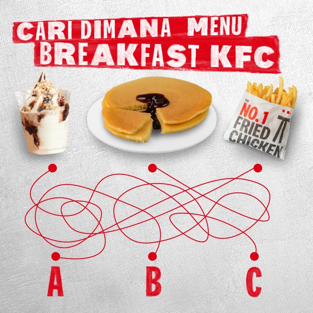 KFCINDONESIA's tweet photo. Temukan jalannya biar lo bisa sarapan Pancake KFC pagi ini! Langsung reply tweet ini yang ketemu jalannya ya, terus langsung cus beli Pancake KFC lewat Online Delivery atau Drive-Thru!
#kfcindonesia #kfcam https://t.co/oJmWqF9xea