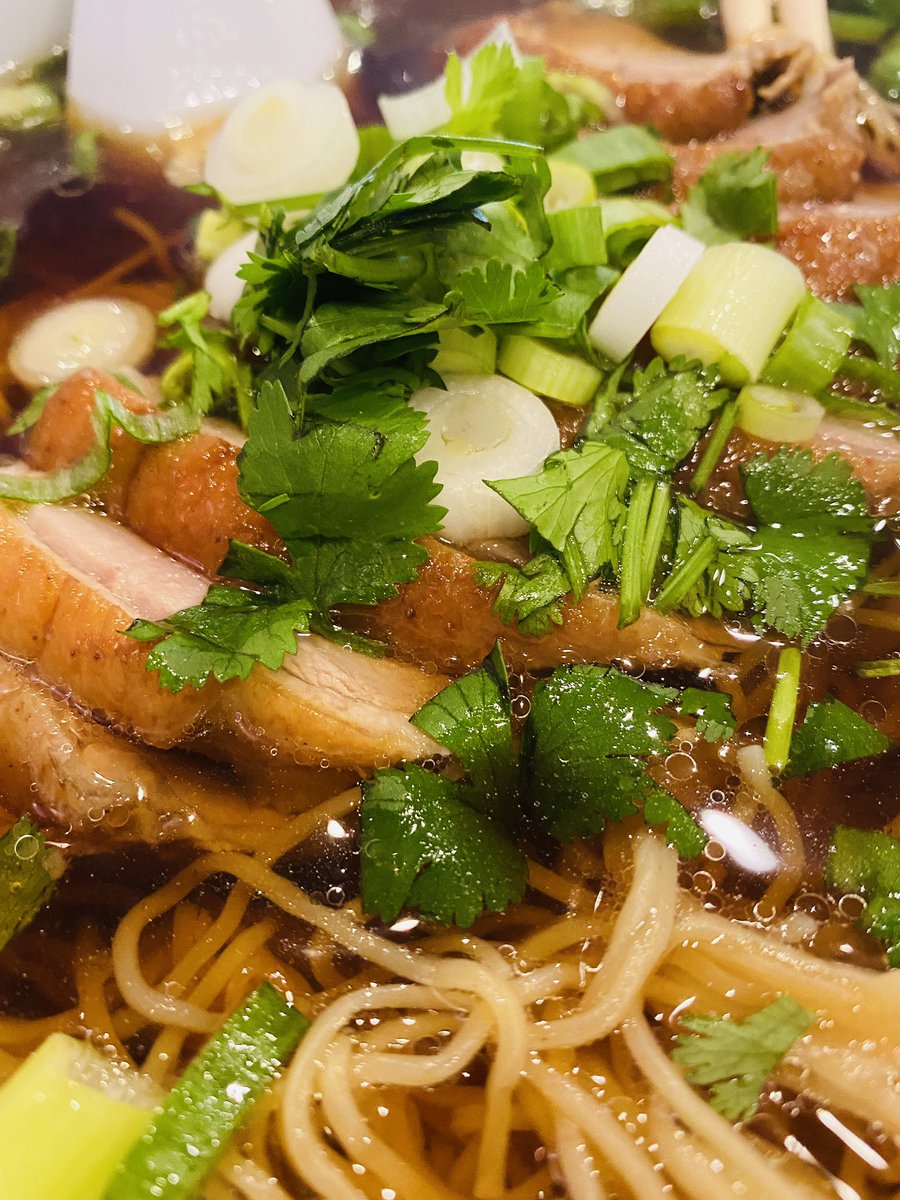 Duck with egg noodles