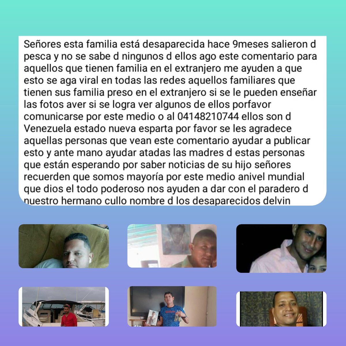 rcasillo2012's tweet photo. Ellos están desaparecido de agosto del año pasado y hemos hecho esto por favor si saben  algo avisarnos gracias https://t.co/uJJWxFswp3