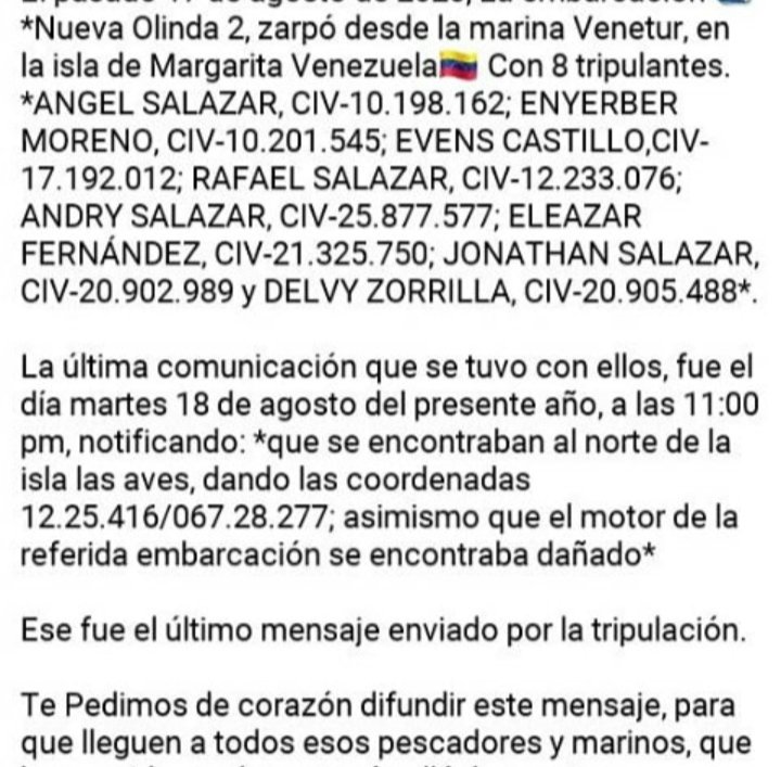 rcasillo2012's tweet photo. La lancha pesquera nueva olinda ll son los nombres por  favor  ayúdenme a rt https://t.co/7lU0k6wFx8