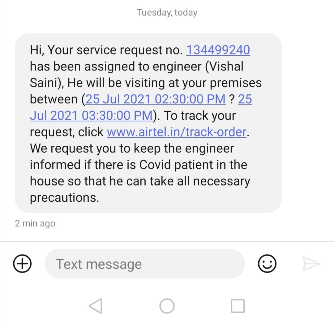 rahularora369's tweet photo. @airtelindia @Airtel_Presence it's been 2 days since my internet is not working. I tried multiple time to customer care but every time gave me false commitments. U talk about zero complaints with this speed it will never happen. #airtelthanks #CustomerExperience #customerservice https://t.co/CCseWAkvCR