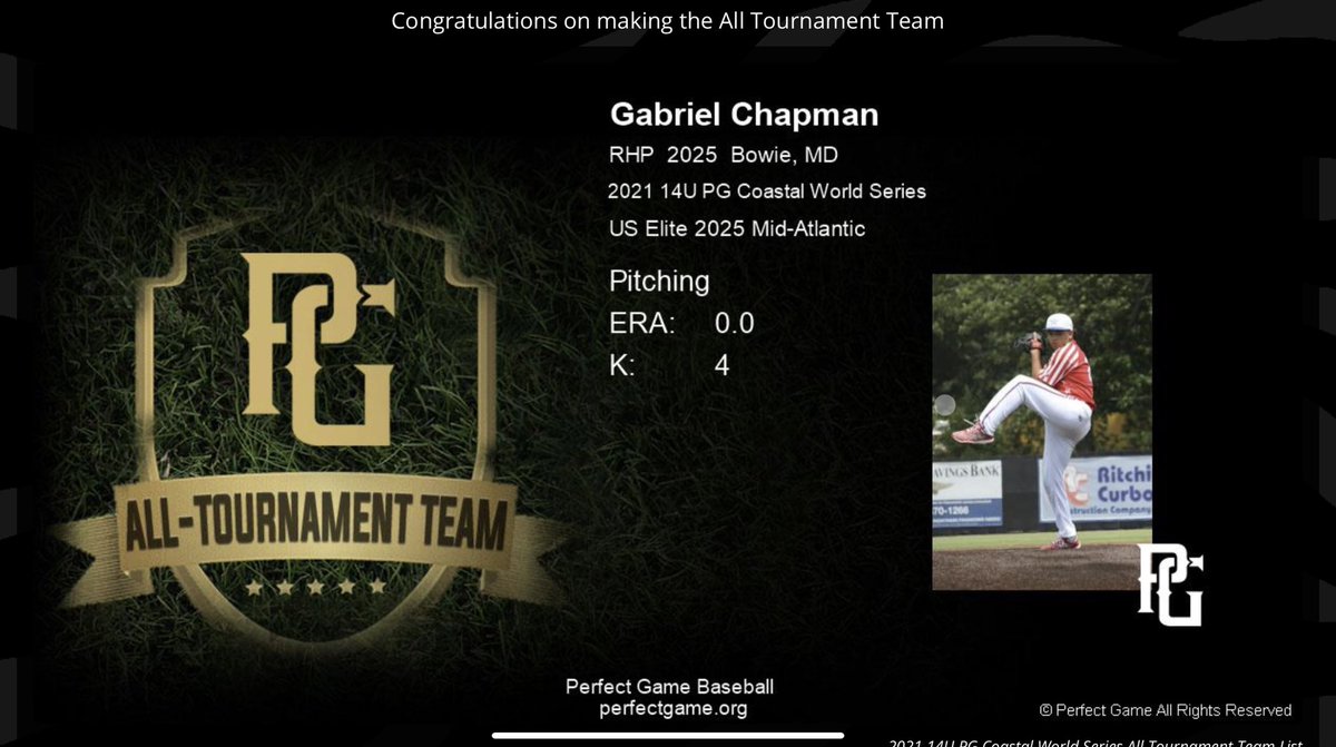 gabechapman25's tweet photo. Proud to have the support of a great team. @PG_Coastal @USElitebase @maryland_us @DeMathaBaseball https://t.co/4ePjw20FBQ