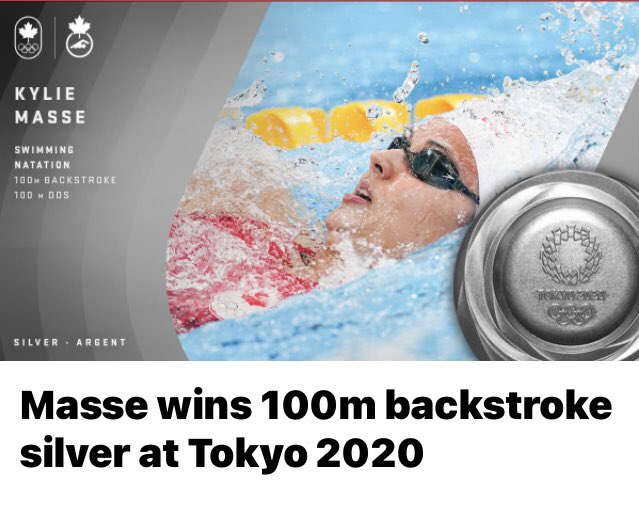 The Canadian 🇨🇦 women are dominating the podium!! Another SILVER for Canada!!!🥈Kylie Masse has won her second career Olympic medal in the 100m backstroke, adding a silver to the bronze she won at the 2016 Olympics in Rio! #empoweredwomen #estrogendominance #powertothefemales