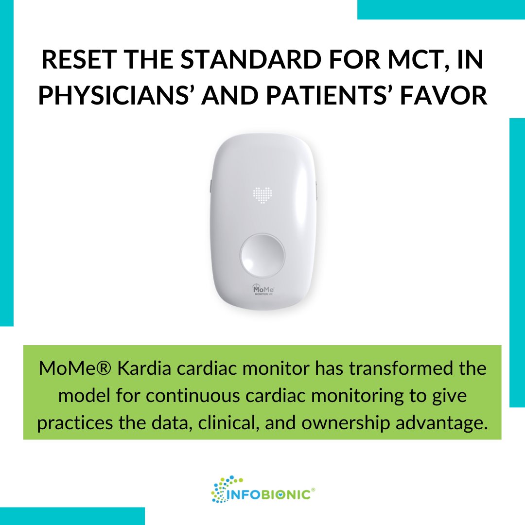 InfoBionicAi's tweet image. Remove the roadblocks that traditional #MCT service providers create. MoMe® Kardia puts your practice closer to your patients with control over all aspects of monitoring services, from enrollment to ambulatory #ECGanalysis to reporting. infobionic.com 

#InfoBionic