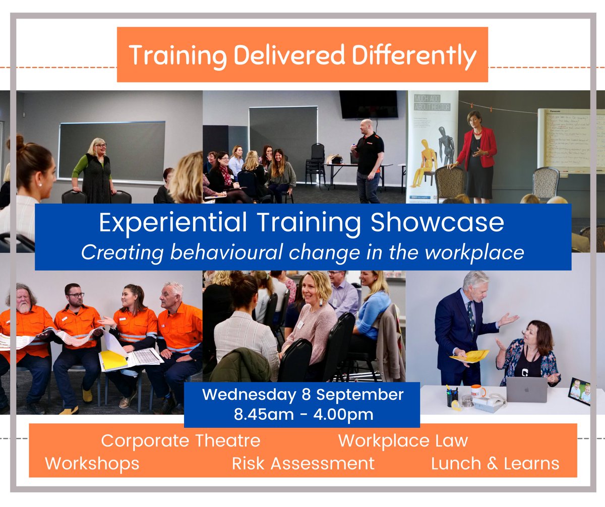 theexplab's tweet image. loom.ly/kPwVrUw Join us and EEO Specialists for an action-packed event on 8 September. Select from a range of interactive sessions that will explore experiential training, deliver takeaways to use in your own workplace and allow you to network and discuss challenges.