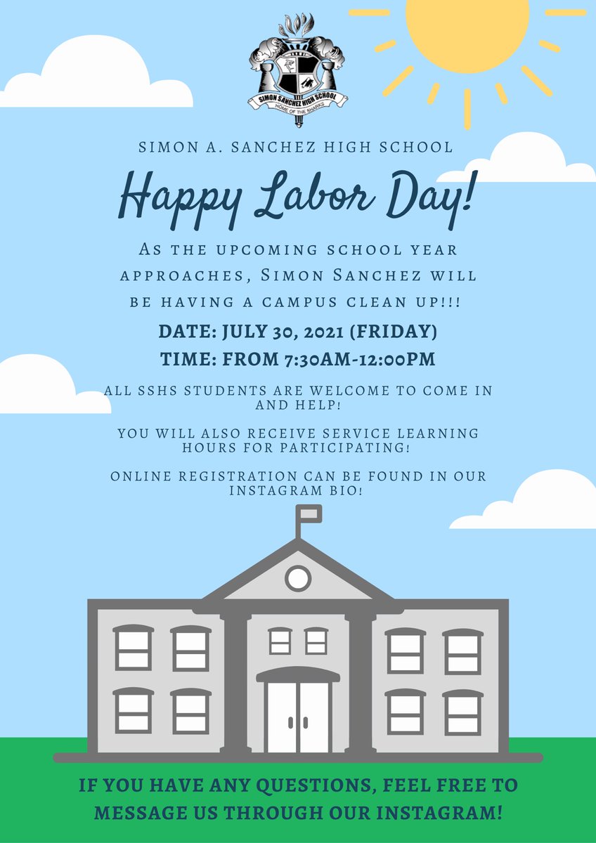 SHARKSSBA's tweet photo. Hello fellow sharks! Hope everyone’s having a great summer! Just wanted to announce that the school will be having a Campus Clean Up to help beautify our campus for the upcoming school year!🤩🎉

Sign Up Here!
https://t.co/diQqOd7IxP https://t.co/vHpm8MegtH