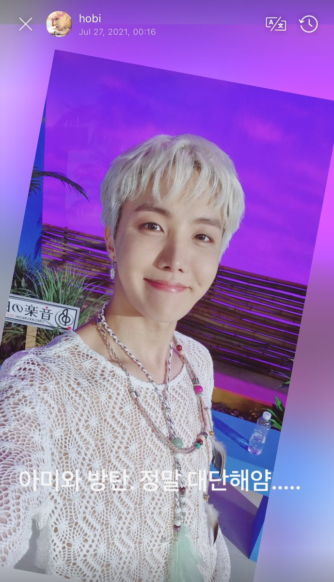 miiniyoongs's tweet image. [210727 J-hope Weverse Moment]

🐿 army and bangtan. we’re really incredible…..