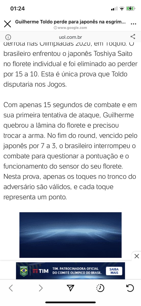 Pq ninguém tá comentando q o Brasileiro da Esgrima também foi roubado nas olimpíadas. Trocaram a lâmina dele e por duas vezes o sensor não funcionou. QUE ODIOOO #tokyo2020 #TimeBrasil