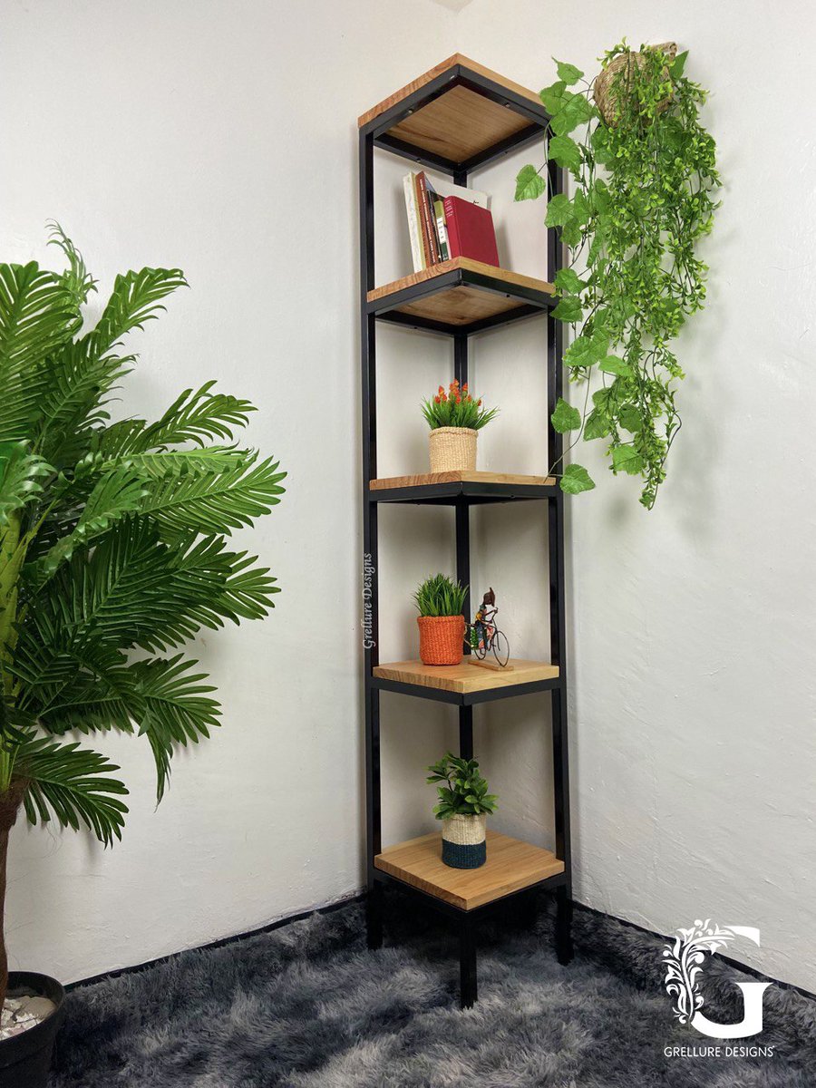 grellure's tweet photo. Serving up style and decor 💯💯
Corner Shelf Dimensions: 
Height: 76’ inches 
Length: 13’ inches 
Width: 13’ inches 
Material: 1’ metal bar &amp; Cypress wood
Price: Ksh 14,500
#grelluredesigns #cornershelves #cypress #style #storagesolutions #furnitureshop https://t.co/ivaYcbCHFt