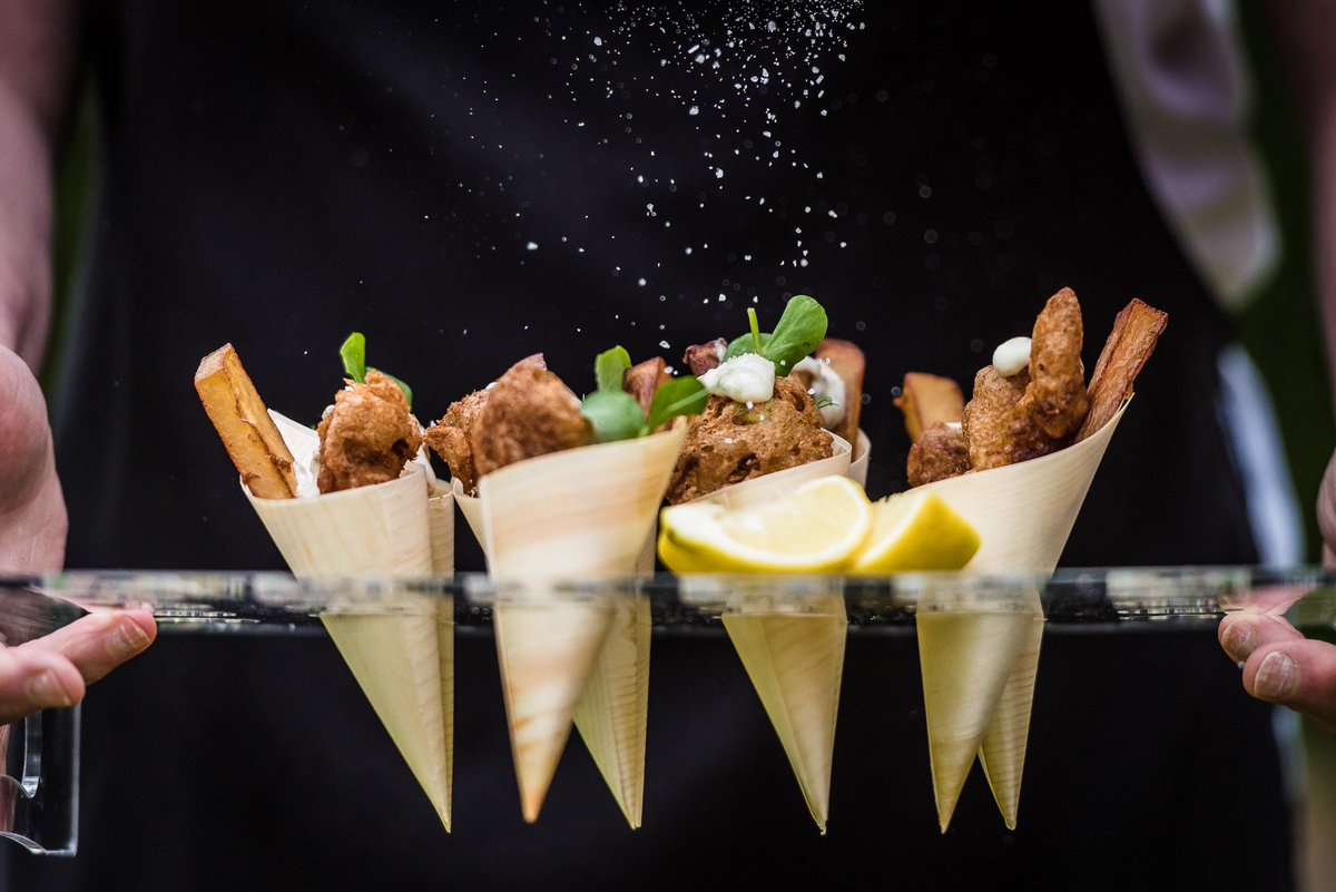 Fish ‘N’ Chip cones! Who could resist one of these, especially topped with tartare sauce, and sea salt! Delicious!