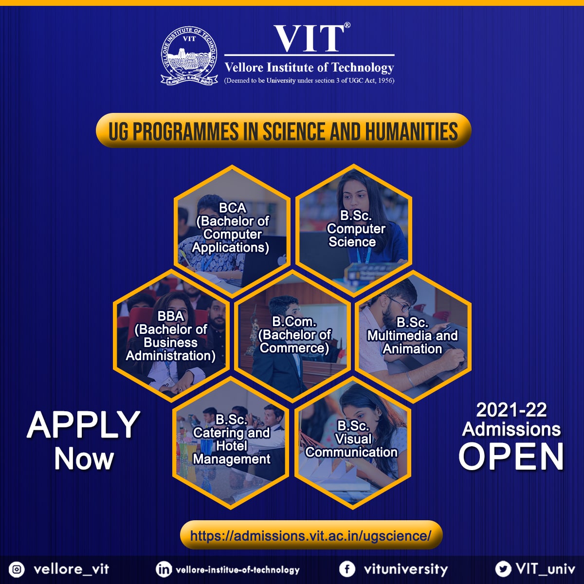 VIT_univ's tweet photo. #VIT offers multidisciplinary #undergraduate #ScienceandHumanities Degree programmes. #Admissions are open for all these programmes. There is NO Entrance exam. Admissions will be based on the merit in the 12th examination.

Apply at https://t.co/vbqvPZWpiu 
#BSc
#BBA
#BCom https://t.co/wEZKbryhma
