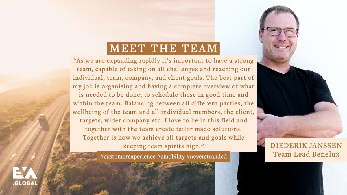 EVASSISTGLOBAL's tweet photo. MEET THE TEAM! ✨ We are excited to introduce our Benelux Team Leader Diederik Janssen! Together with Kyle Grotens, Diederik leads our amazing Benelux team and plays a key role in ensuring the #EVATeam excels in delivering the very best #EVdriver experience every single day. https://t.co/0i6PC67djg