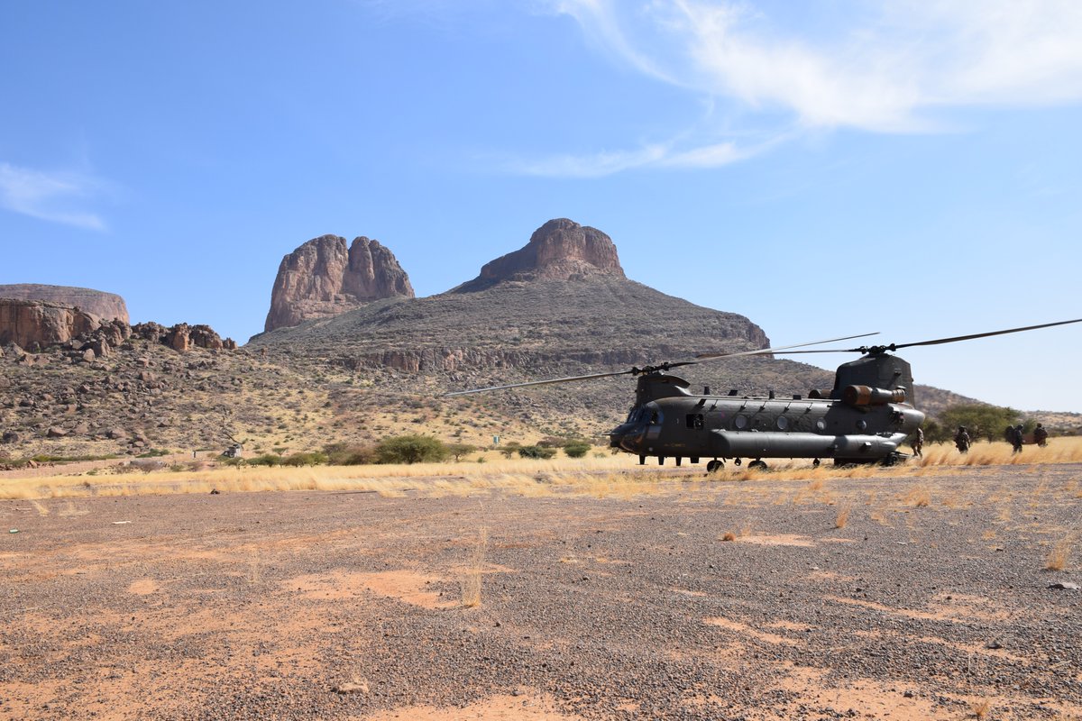 RAF Chinooks in Mali have supported recovery operations after a French Mirage 2000 crew had to eject.

Flying 60 French troops to secure the site, they later returned with a French Accident Investigation Team and an Explosive Ordnance Disposal Team.