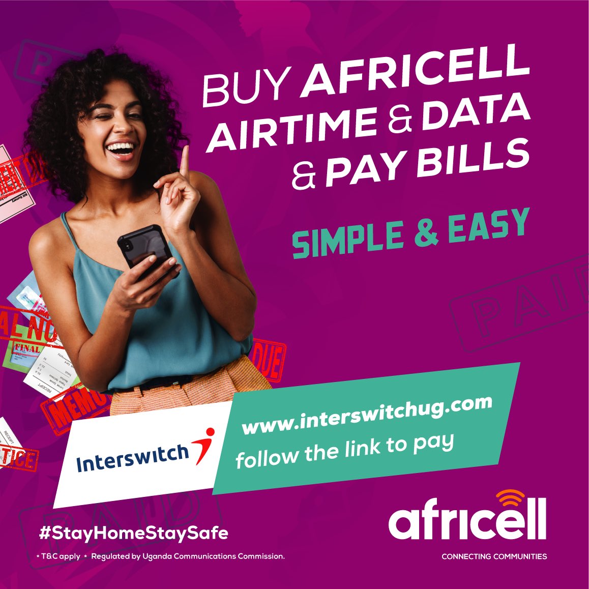 Buy Africell Data, Airtime and Pay Bills in a simple and easy way. Simply visit interswitchug.com to get started. #AfricellServices