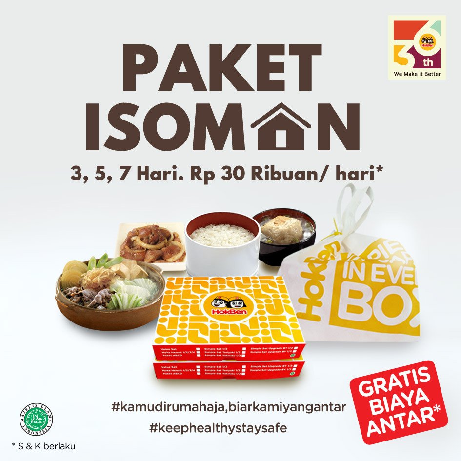HokBen's tweet photo. Lagi menjalani Isolasi Mandiri di rumah???
Bingung mau makan apa selama isoman?
Cusss...sekarang ada paket Isoman lho di HokBen.
Mulai harga 30ribuan/hari. Bisa pilih jangka waktu 3, 5 atau 7 hari lho. Plus bebas biaya antar lagi...
Telp ke 1-500-505 atau via WA 081196500803 https://t.co/SO5Mc6S3pW