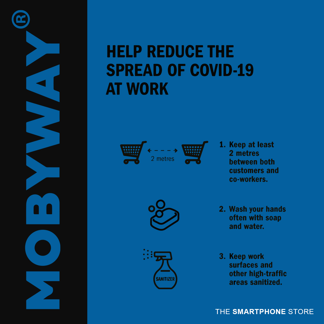 mobyway1's tweet photo. Reduce the spread of Covid-19 at work.
_
#WeCare #WeShare #Mobyway #SmartPhoneStore https://t.co/iqXNHCzbDu