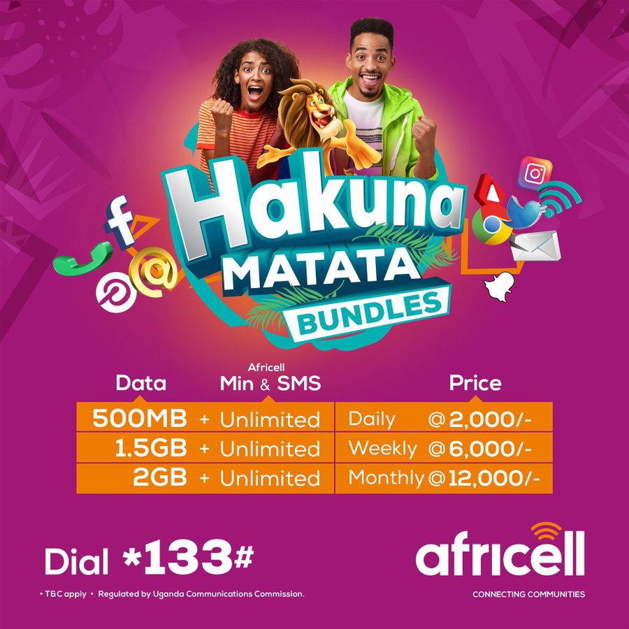 Start your day with #AfricellHakunaMatata Get Daily, Weekly or Monthly Data plus Unlimited Min & SMS at the best value in town. Dial *133# to activate now. 👍🏾 #ConnectingCommunities