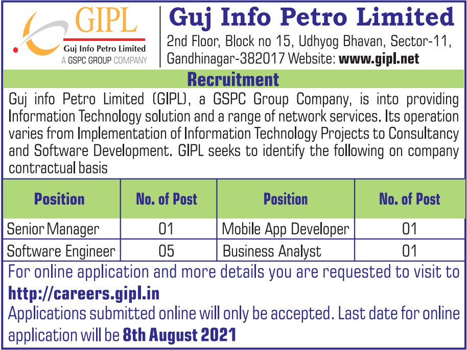 gipl2001's tweet photo. GIPL's recruitment for Sr. Manager / Software Engineer / Mobile App Developer / System Analyst (Business Analyst) https://t.co/53DlMjazH4