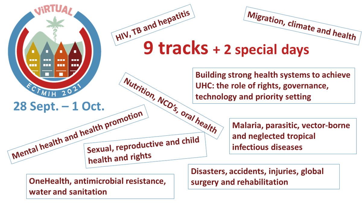 With 9 exciting tracks at #ECTMIH2021 it can be hard to choose only one to follow. Great news <a href="/ectmih2021/">ECTMIH2021</a> is virtual - recordings will be made available to registered participants throughout autumn 2021. <a href="/CIHUiB/">Centre for International Health</a> <a href="/UiB/">Universitetet i Bergen</a> @medofak_uib