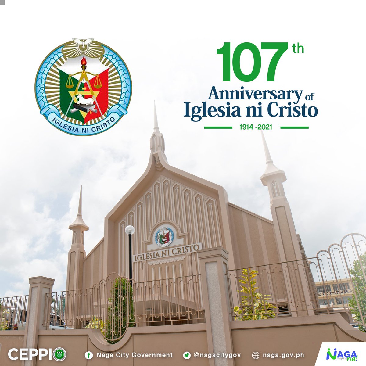 nagacitygov's tweet photo. Today marks the 107th founding anniversary of the Iglesia Ni Cristo (INC) Church! 💖💖

Mabuhay ang INC!

#IglesiaNiCristo
#107thFoundingAnniversary https://t.co/4J1zHgOvXF