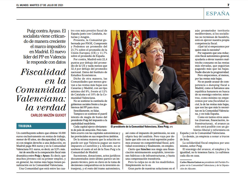 i_roman's tweet photo. La Comunitat Valenciana está entre las cuatro con mayor presión fiscal de España. 
✍️Escribe @CarlosMazon40 sobre las falsedades de Puig y la fiscalidad valenciana en @elmundoes. 

"El enemigo del avance, el empleo y la igualdad no lo tenemos fuera, lo sufrimos cada día en casa". https://t.co/LPjjwK8WXR