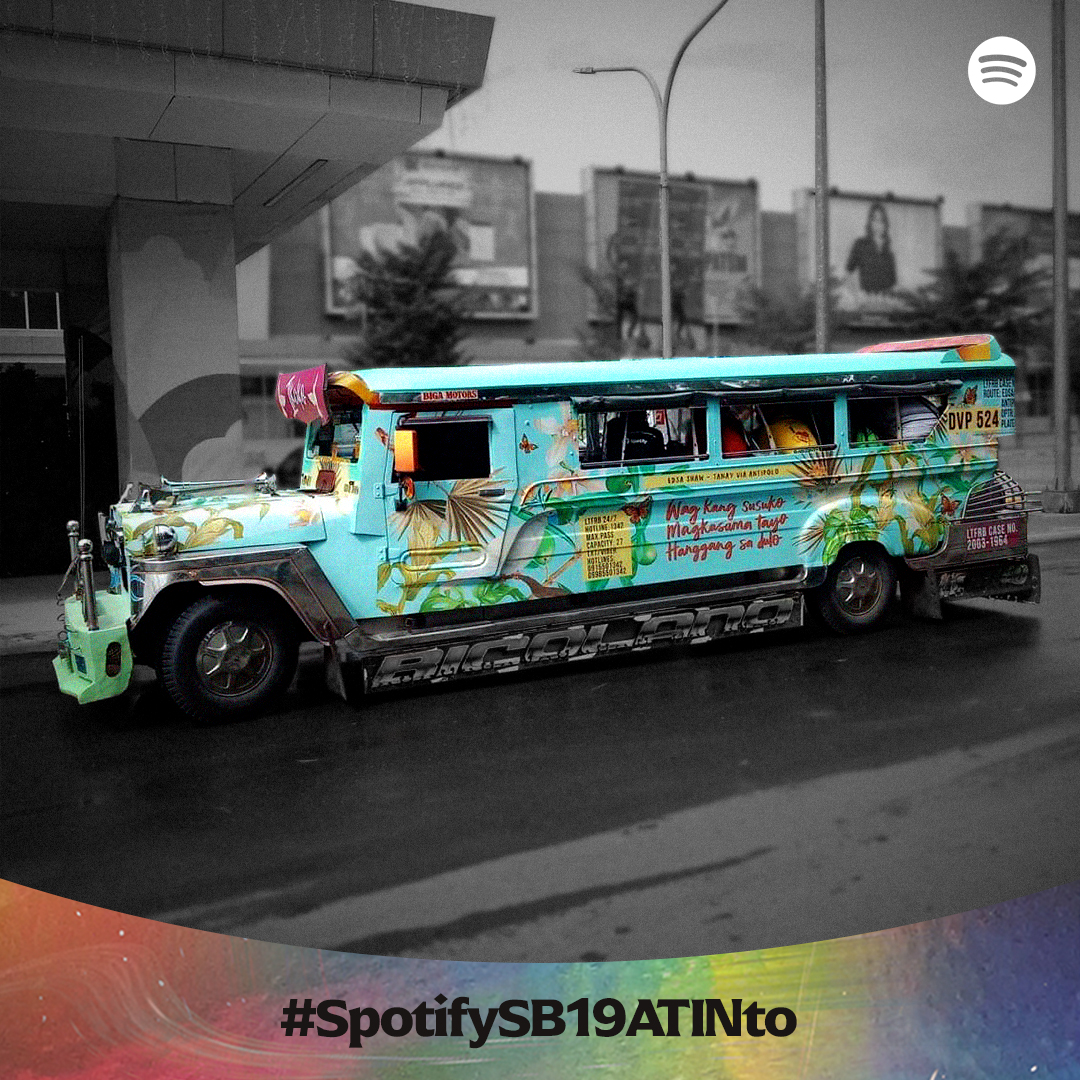 SpotifyPH's tweet photo. Ang hari ng daan ngayon? Edi ang SB19 “Ikako” jeepney! Hanep ang design dahil inspired ‘to sa new song ng SB19 na “Ikako,” na dedicated para sa’ting mga frontliners.  Pakinggan niyo na ang chill na song na ‘to on Spotify! Listen here: https://t.co/tHwkGzW42W #SpotifySB19ATINto https://t.co/DwV8ZiiXCB