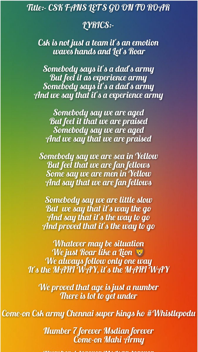 vigneshMSD07's tweet image. Here is a special song written by me on @ChennaiIPL fandom hope you all like it
