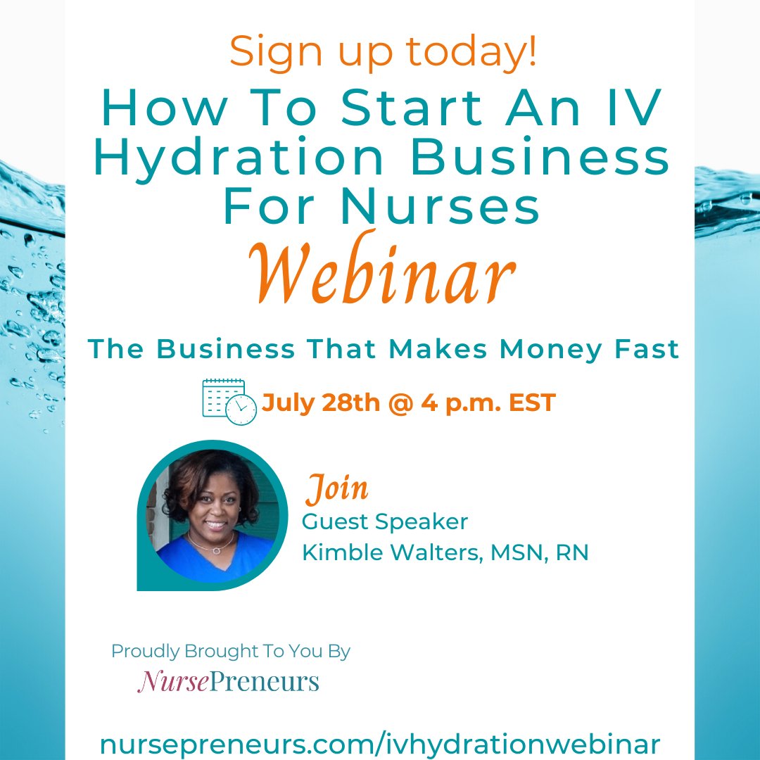 CatieHarrisRN's tweet photo. 💥Sign up today!

How To Start An IV Hydration Business For Nurses Webinar
The Business That Makes Money Fast

July 28th @ 4 p.m. EST
Join Guest Speaker
Kimble Walters, MSN, RN

https://t.co/7rDnV2vlEn https://t.co/au5yp9HqTb
