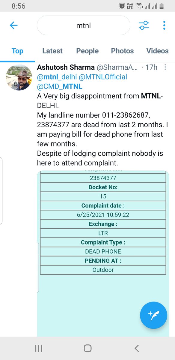 SharmaAshu007's tweet photo. @mtnl_delhi @MTNLOfficial @CMD_MTNL @mtnldelhi @TRAI https://t.co/8tRcdcsr3q