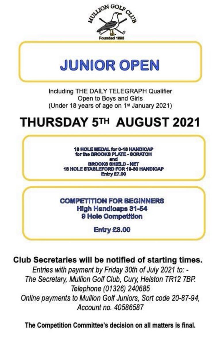 MattTucknott's tweet photo. Yesterday’s Junior Golf Open @WestCornwallGC was great, next week’s one @mulliongolf @mullion_pro  might well be even better? @tomsuddes1 @GetIntoGolf
Enter now! #Golf4Fun #Golf4All https://t.co/ZhACDlhm5U