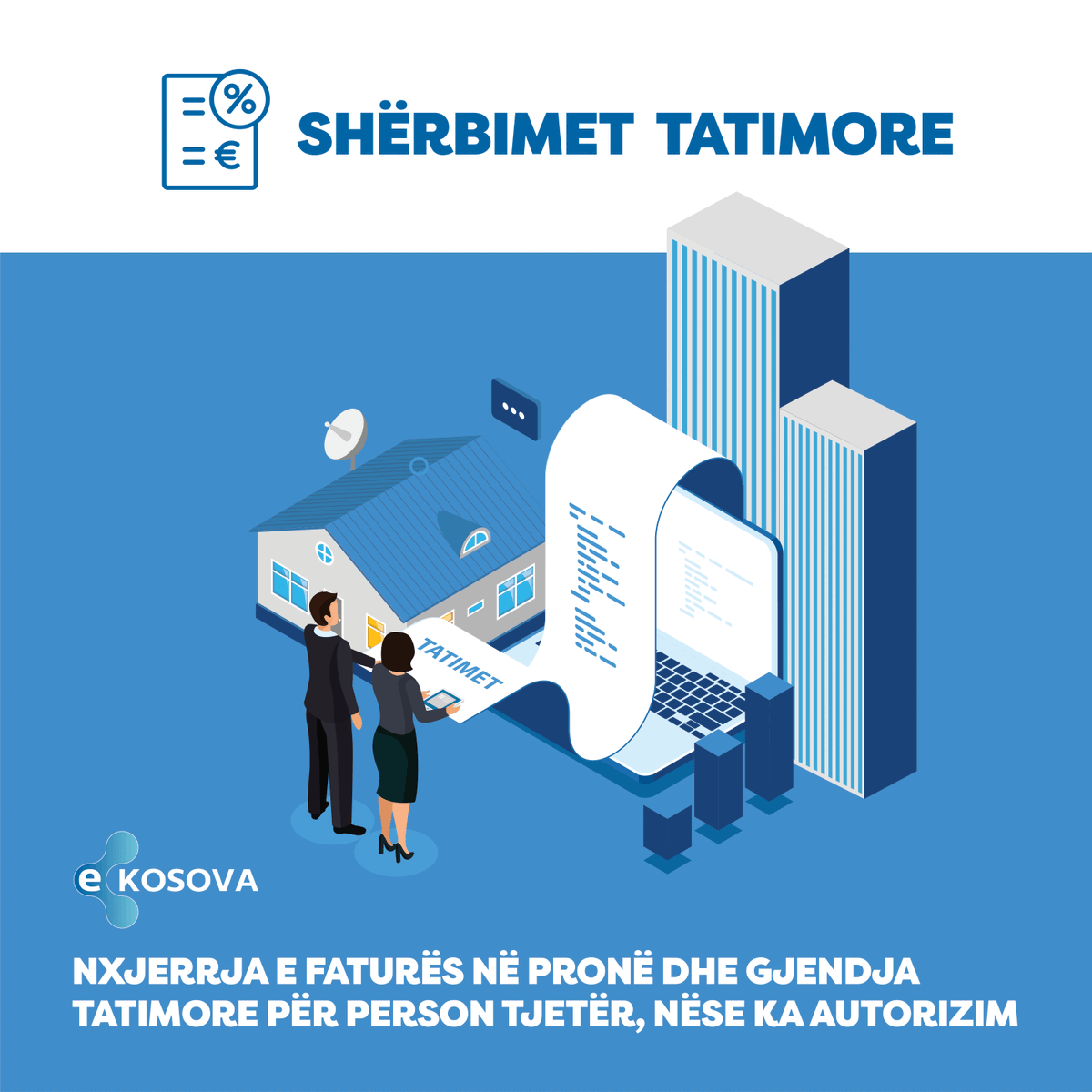 eKosovaplatform's tweet photo. 🟡Qytetarë të nderuar, #shërbimet: 
Fatura e tatimit të pronës individuale
Fatura e tatimit të pronës për persona të tjerë dhe
Fatura e tatimit të pronës së biznesit
janë për ju, e gjitha kjo falë #eKosova 👍🏻https://t.co/ySLKcSHnVm #sherbimeelektronike 👩🏻‍💻#tatimineprone #fatura https://t.co/kkvn6dAKSU