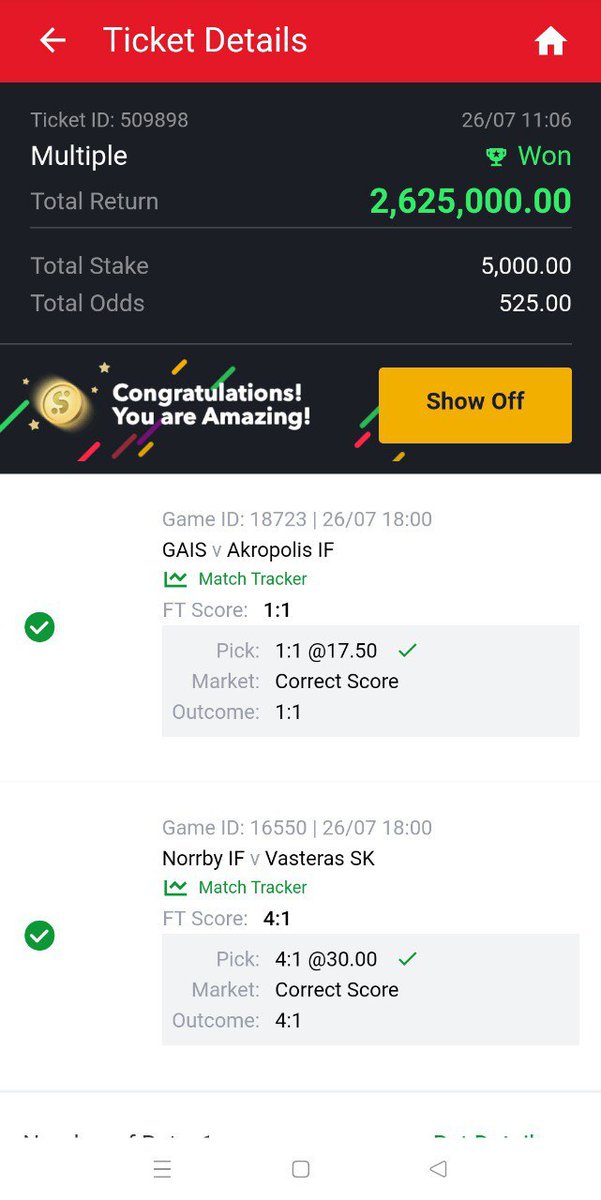 MagidiOlajide's tweet photo. Can't even shout again since the moment I saw I won. Thank God I joined and thank God I took the big step and got your games @DE_ACCURATE_1 you're the boss https://t.co/bfbZMzwawR