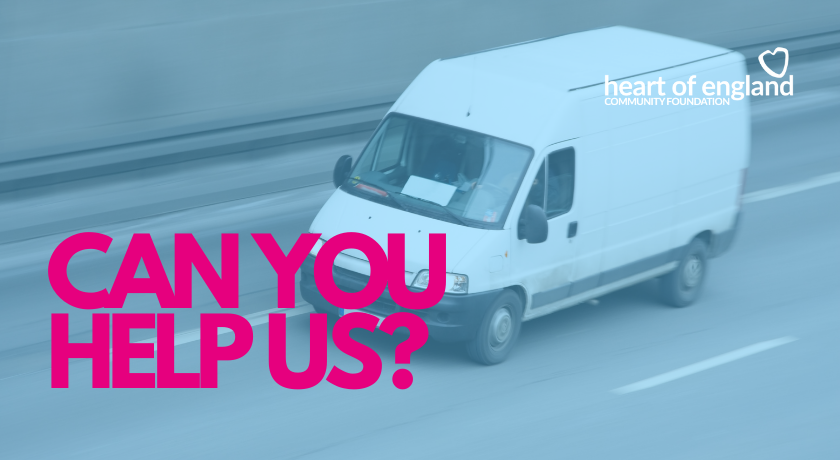 HoECF's tweet photo. Can any groups we support help? 🆘

We need a van &amp; a friendly face to help collect installations from the recent #iHeartWestMids campaign! 🚛

We're looking at doing this next week from 3 regional locations. In return, we'll make a donation to your charity.

DM us for info! 👌 https://t.co/69QZkLOmmJ